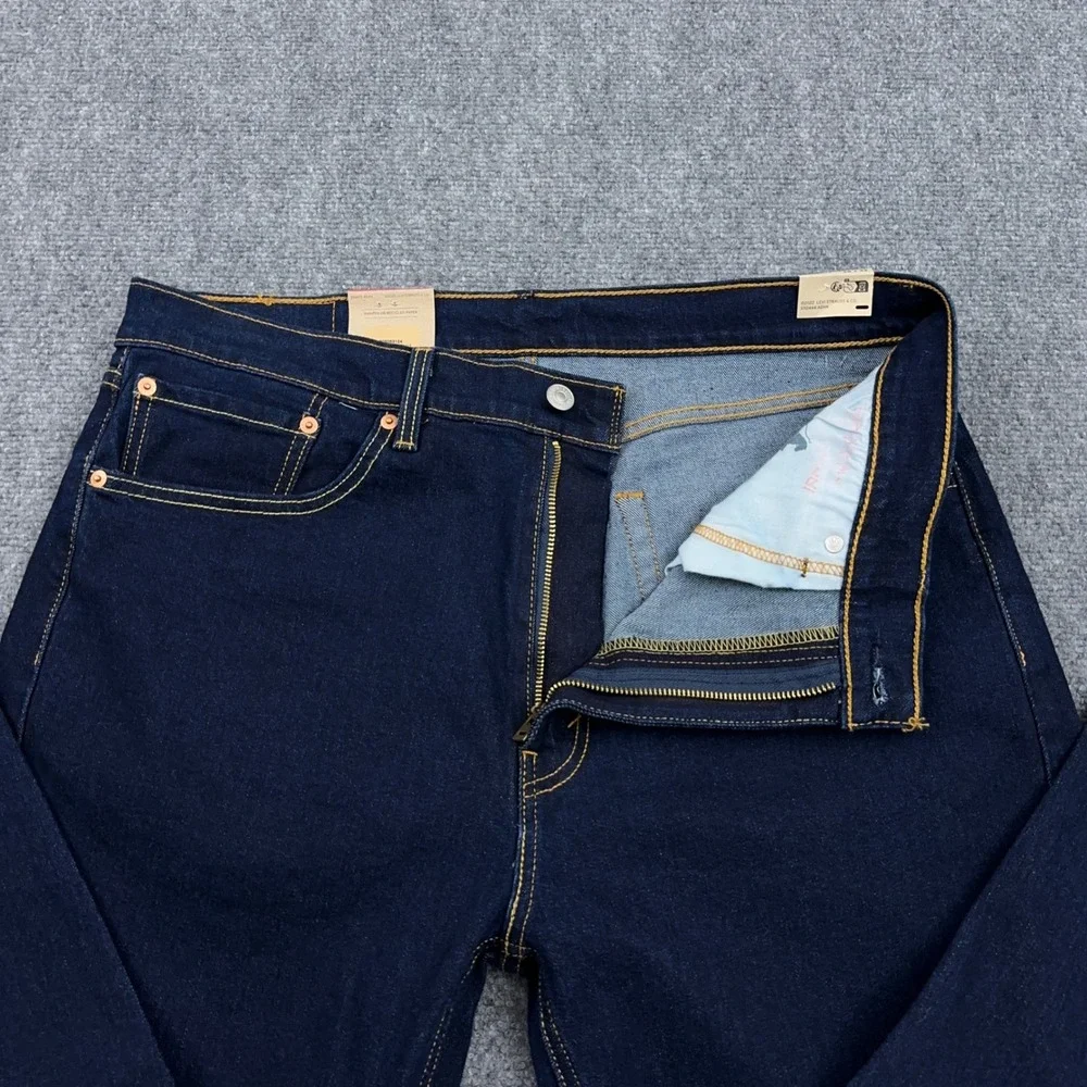 NEW Levi's 505 Jeans Mens 36x32 Regular Fit Dark Wash Indigo Stretch Denim
